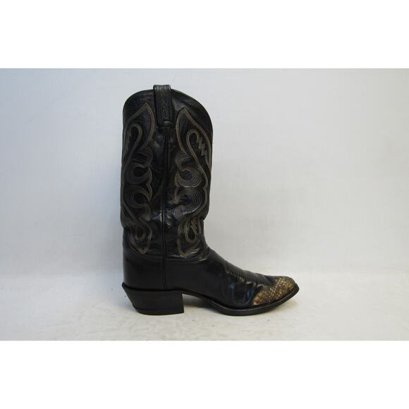 TONY LAMA Gold Label Mens Size 10.5 D Black Leather Snake Cap Toe Cowboy Boots main image 8